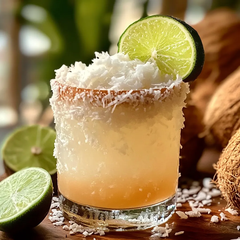 Tropical Coconut Paloma Cocktail with Fresh Citrus and Artisanal Tequila - main view